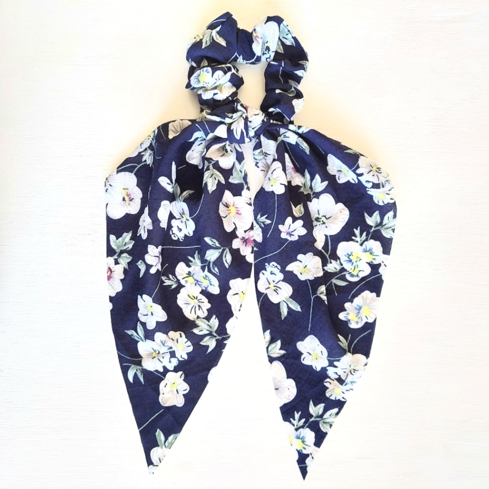 Callie Floral Hair Scarf - Navy